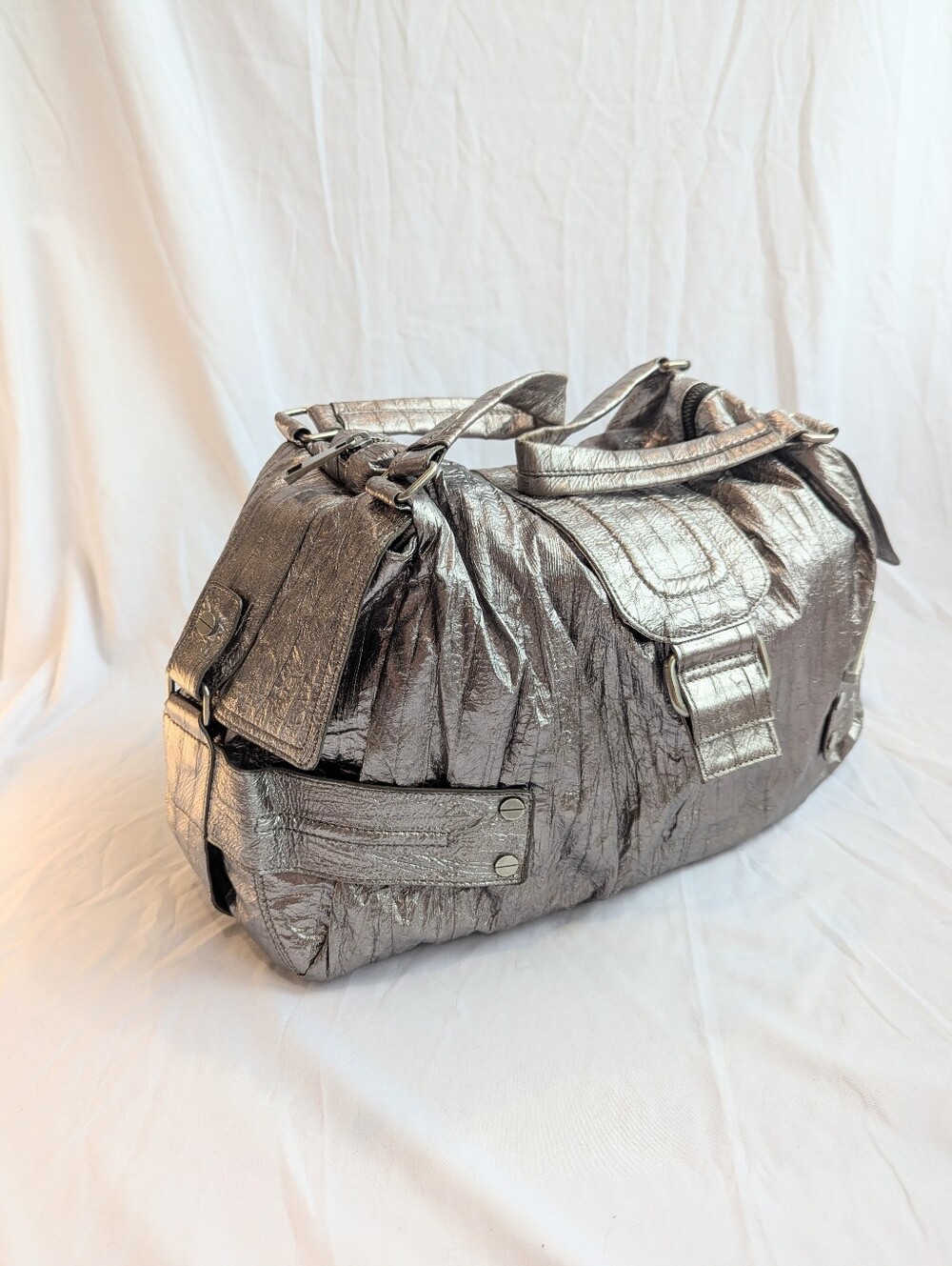Matt & Nat Metallic Silver Travel Bag/Tote